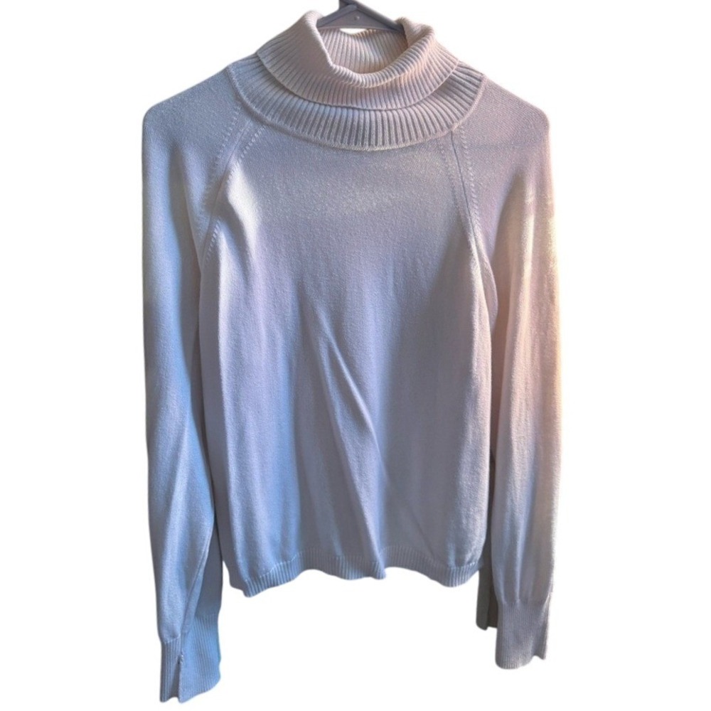 Talbots Petites Light Pink Cotton Turtleneck Sweater Size S